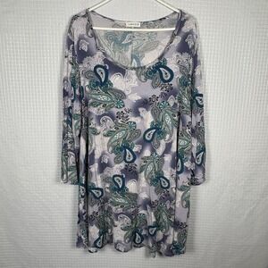 Larace Paisley Tunic Top Womens 4X Lightweight Stretch Multicolor Everyday